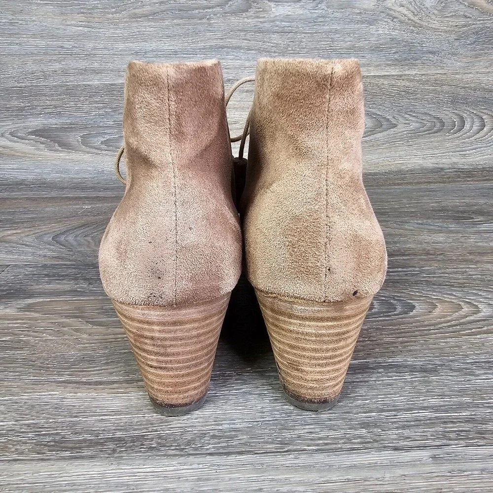 Dr Scholls Dakota Suede Leather Wedge Boots Shoes Women's 9.5 Brown Taupe Tassel